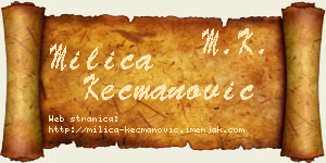 Milica Kecmanović vizit kartica